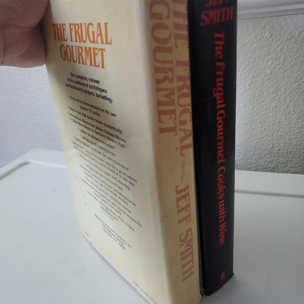 The Frugal Gourmet & Cooks with Wine Jeff Smith Cookbook Lot Hardcover 2 Books